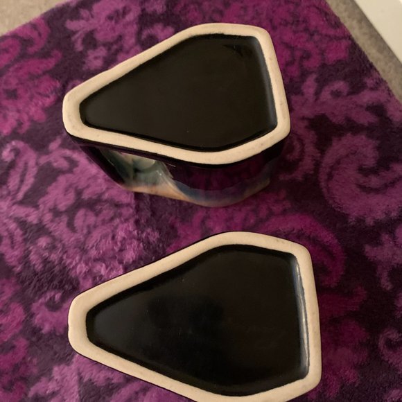 2 VINTAGE PADILLA MEXICAN STONEWARE DRIP GLAZE BLUE BEIGE COFFEE MUGS - Picture 4 of 5